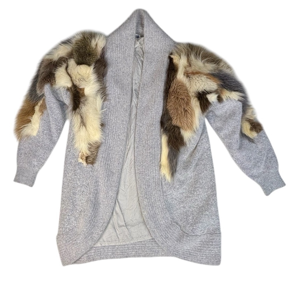 Angora Open Front Lined Sweater Jacket